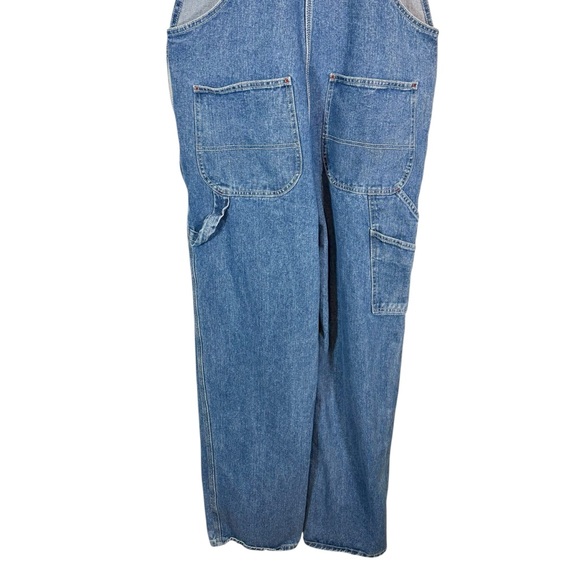 HISEA Bib Overalls Mens 34X32 Blue Denim Carpenter Hammer Loop Workwear Utility - Picture 6 of 14